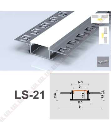 Лінійний LED профіль для гіпсокартону LS-21A (срібло)