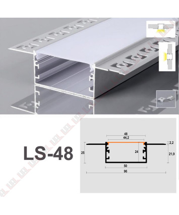 Лінійний LED профіль для гіпсокартону LS-48A (срібло)
