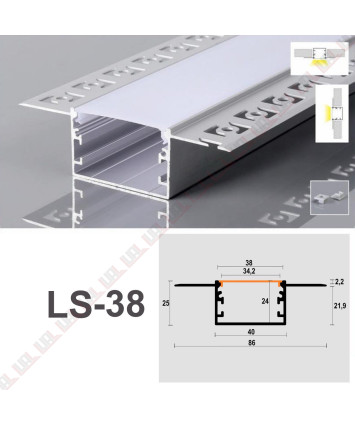 Лінійний LED профіль для гіпсокартону LS-38A (срібло)